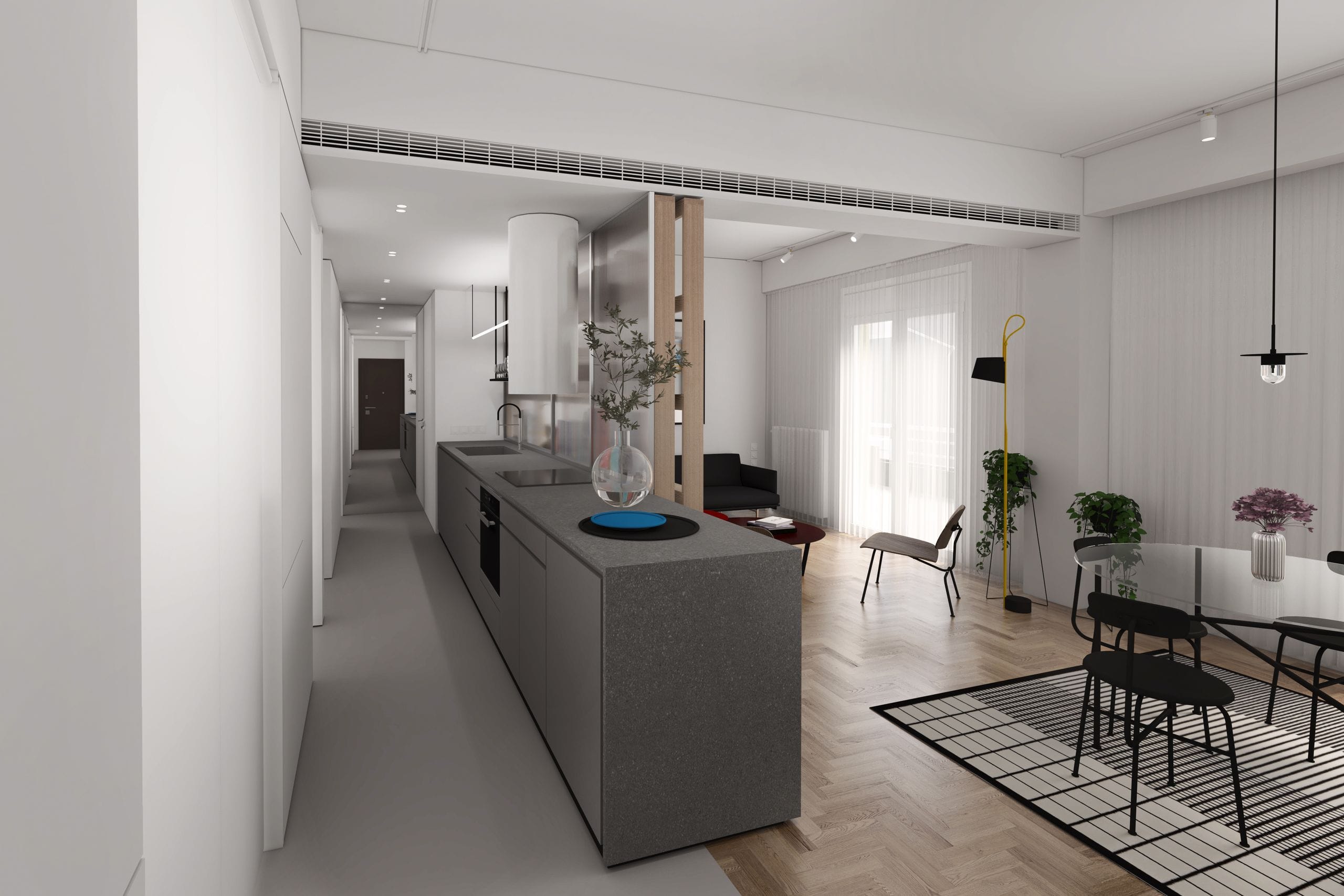 TKYPSELI_APARTMENT_corridor kitchen livingroom